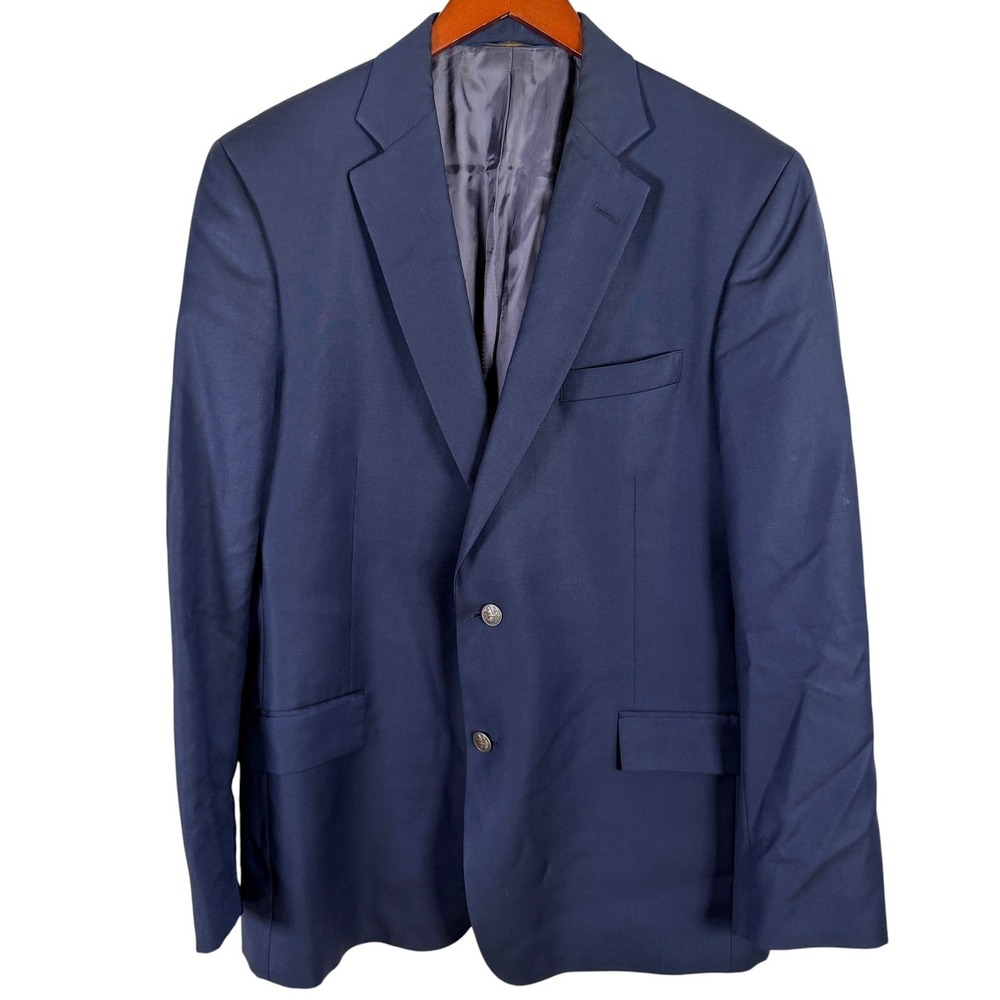 Brooks Brothers 346 Regent Fit Blazer Mens 44L Navy Blue Wool Gold Crest Button
